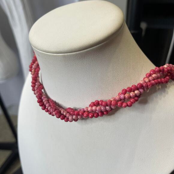 set of two pair 1980s wrap beads lighter and darker shades of pink mauve - Picture 12 of 16